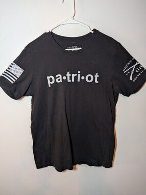 Patriot Graphic Tee — Black with White Print